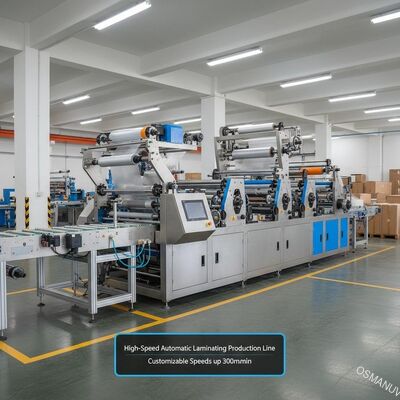 خط تولید لامینینگ خودکار با سرعت بالا برای بسته بندی انعطاف پذیر. سرعت قابل تنظیم تا 300 متر در دقیقه.