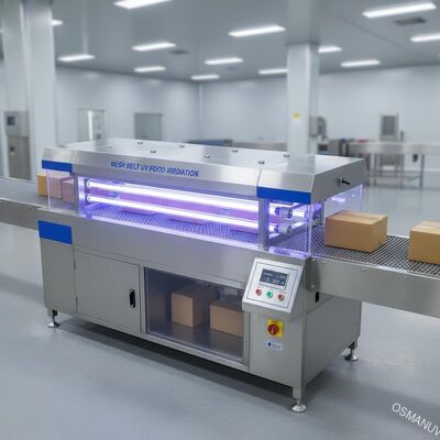 کمربند مشبک دستگاه تابش مواد غذایی UV 2KW برای بسته بندی کارتن