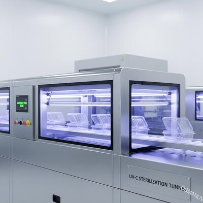 تونل UV-C در خط برای تعقیم سریع بسته بندی شفاف مواد غذایی