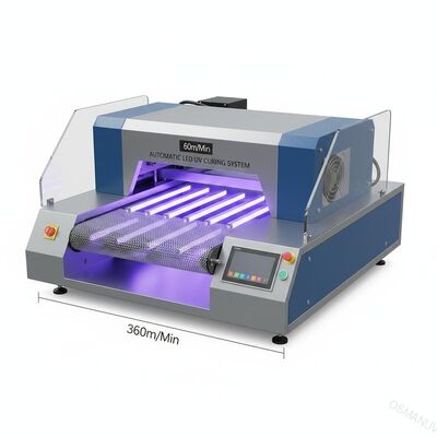60 متر در دقیقه دستگاه پخت ماورا UV بنفش اتوماتیک به طول 360 میلی متر عرض شبکه نقاله