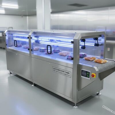 تونل استریلیزه ی UV-C برای بسته بندی شفاف مواد غذایی و میوه های خشک - سیستم خطی حمل کننده