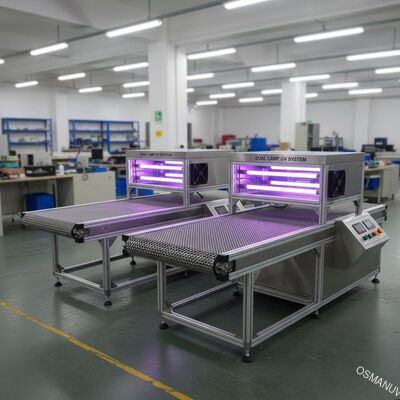 دو لامپ Uv Curing Conveyor Systems 6.8KW Total Power Air Cooling
