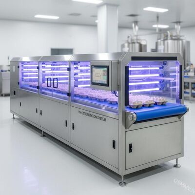 تونل استریلیزاسیون با نور UV با سرعت بالا برای بسته بندی قالب بندی شده سلول غذایی - سیستم خطی حمل کننده