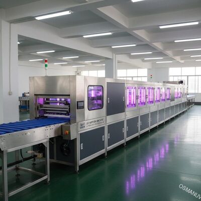 خط پوشش اشعه ماوراء بنفش دستگاه Uv Varnish Rays ISO9001 L10000mm