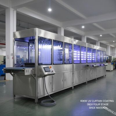 دستگاه پوشش پرده UV 60KW 380V چهار مرحله انتقال مواد کفش