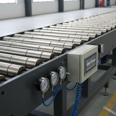 رولرهای حمل و نقل سنگین صنعتی با سرعت 0-20m/min و فشار هوا 0.4-0.6Mpa