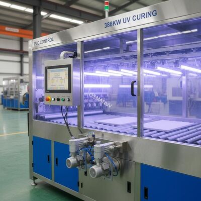 MDF Board 388kw Uv Light Curing Spray Coating Machine PLC Control Calcium Silicate Board