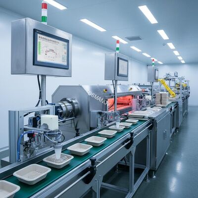 High-Speed Food Safety Tableware Tray Bowl Internal Coating Production Line For Pulp Molding