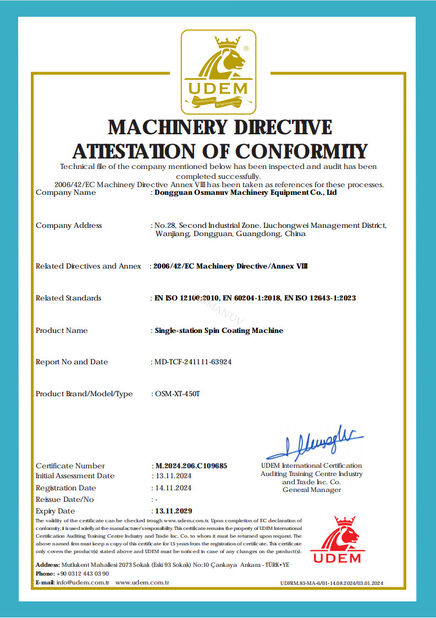چین Dongguan Osmanuv Machinery Equipment Co., Ltd گواهینامه ها