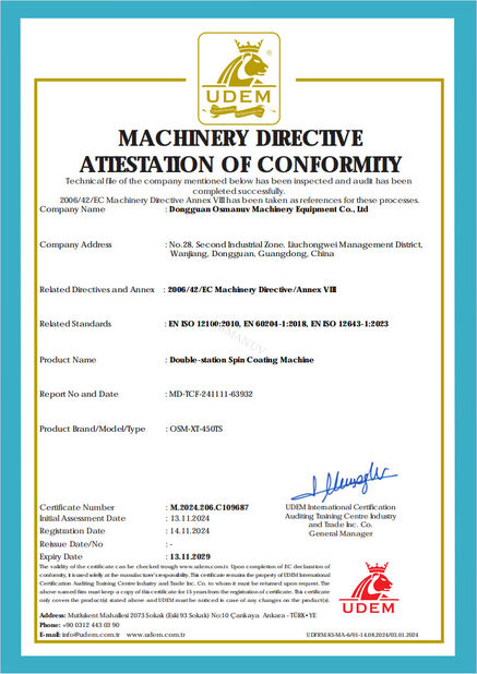 چین Dongguan Osmanuv Machinery Equipment Co., Ltd گواهینامه ها